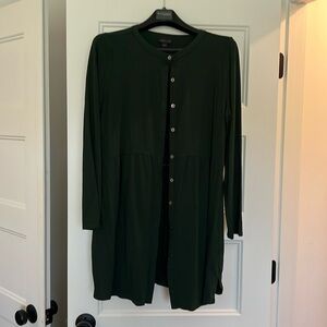 J Jill Hunter green wearever button up tunic Medium